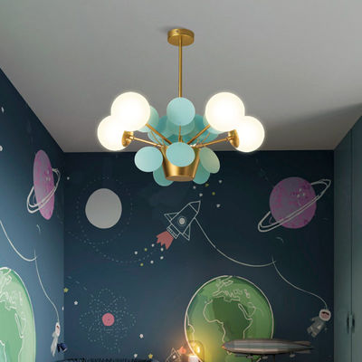 Nordic art chandelier Romantic Flower Design lustre metal Warmth Glass light Dinging lamp(WH-MI-263)