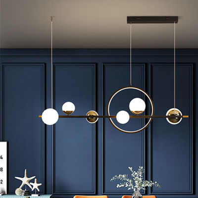 Postmodern glass ball chandelier flush mount circle led lamp Indoor black and gold chandelier(WH-MI-266)