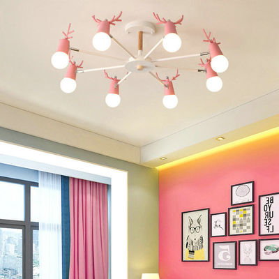 Modern wood chandelier horn deer Lampshade Kids room Girl room Chandelier(WH-MI-267)
