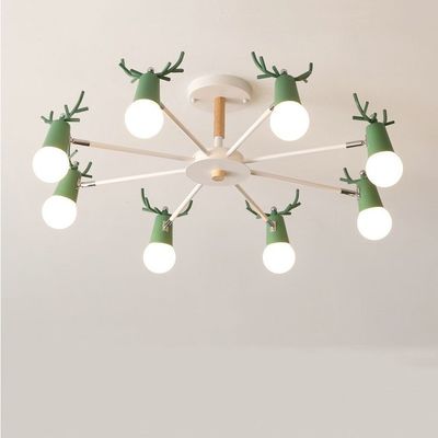 Modern wood chandelier horn deer Lampshade Kids room Girl room Chandelier(WH-MI-267)
