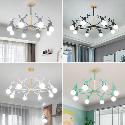Modern wood chandelier horn deer Lampshade Kids room Girl room Chandelier(WH-MI-267)