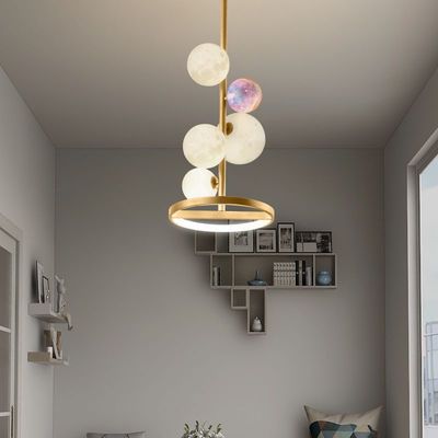 Nordic Style planet chandelier 3D Printing luxury LED glass ball light Modern Living Room Chandelier(WH-MI-268)