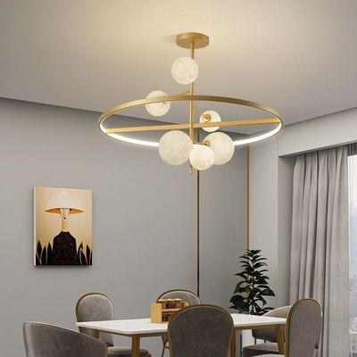 Nordic Style planet chandelier 3D Printing luxury LED glass ball light Modern Living Room Chandelier(WH-MI-268)