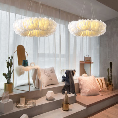 Feather Chandelier Lighting For Kids room lamp Bedroom staircase Restaurant ring chandelier(WH-MI-271)