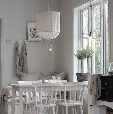 Nordic design Fabric Lampshade LED white pendant light for dining room Hotel Round Linen Pendant Lamp(WH-AP-106)