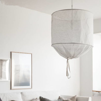 Nordic design Fabric Lampshade LED white pendant light for dining room Hotel Round Linen Pendant Lamp(WH-AP-106)