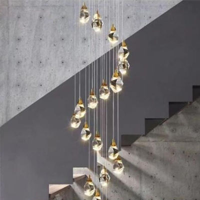 Nordic pendant lamps design diamond long wire light Led pendant lights Decoration stairs Suspended Lights(WH-AP-119)
