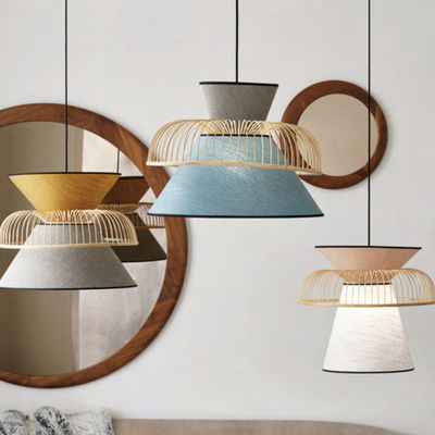 Japanese Fabric Bamboo Pendant Lights Minimalist LED Dining Room pendant light Living Room Suspension Lights(WH-AP-127)