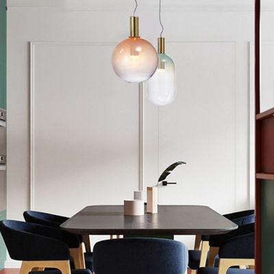 Post-modern LED Glass Pendant Lights design Nordic Gradient Cafe Living Room Hanging Lamps Pendant Lamp(WH-AP-143)