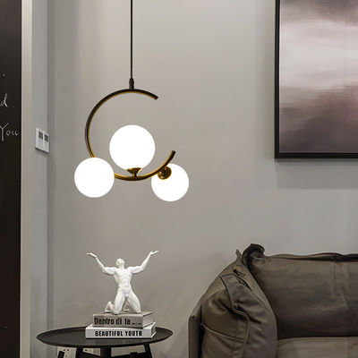 Iron Art globe chandelier Gold Black glass lampshade For Dining Room Ceiling hanging lamp(WH-MI-286)