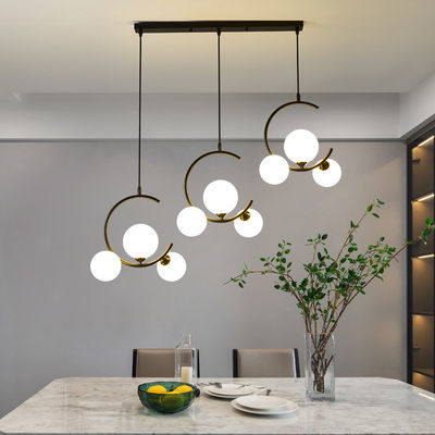 Iron Art globe chandelier Gold Black glass lampshade For Dining Room Ceiling hanging lamp(WH-MI-286)
