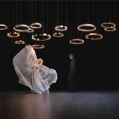 Modern Simple LED Chandelier Ring Living Room Bedroom Dining Room Cicle Staircase Chandelier(WH-MI-290)