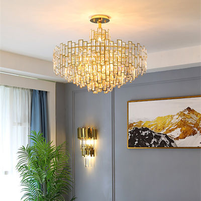 Luxury Dining Room Oval E14 Led Pendant Lights Plate Gold Steel Glass Chandelier(WH-MI-304)