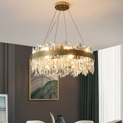 Modern Foyer Round Chandelier Luxury K9 Crystal Dimmable Pendant Lamp Cable Hanging Lamp (WH-MI-305)