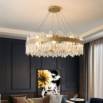 Modern Foyer Round Chandelier Luxury K9 Crystal Dimmable Pendant Lamp Cable Hanging Lamp (WH-MI-305)