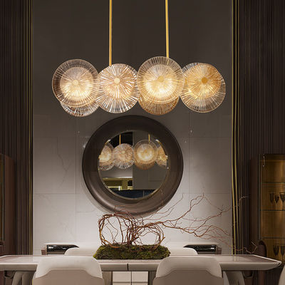 Post Modern Round Metal Led Pendant Lights Glass Lotus Leave Chandelier(WH-MI-308)