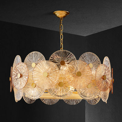 Post Modern Round Metal Led Pendant Lights Glass Lotus Leave Chandelier(WH-MI-308)