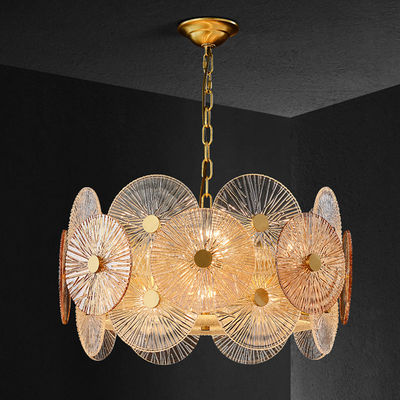 Post Modern Round Metal Led Pendant Lights Glass Lotus Leave Chandelier(WH-MI-308)