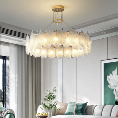 Living Room Glass Led G9 Pendant Lights Lustre Round White Chandelier(WH-MI-309)