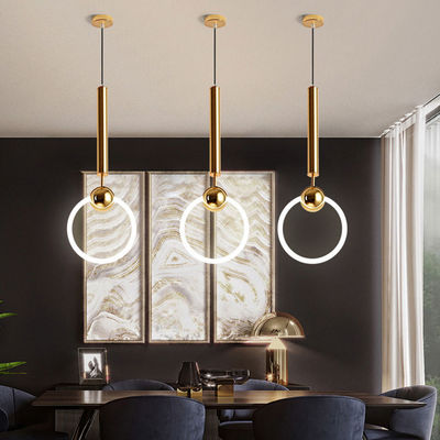 Modern Simple Circle Pendant Light Personality Iron gold pendant light Dining Room Study Hanging Ring Light(WH-AP-189)