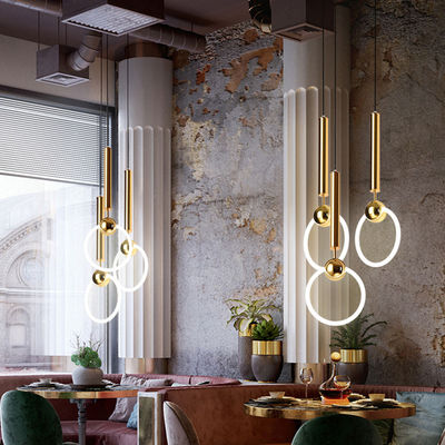 Modern Simple Circle Pendant Light Personality Iron gold pendant light Dining Room Study Hanging Ring Light(WH-AP-189)