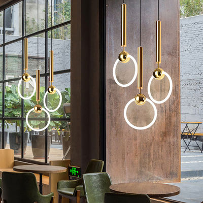 Modern Simple Circle Pendant Light Personality Iron gold pendant light Dining Room Study Hanging Ring Light(WH-AP-189)