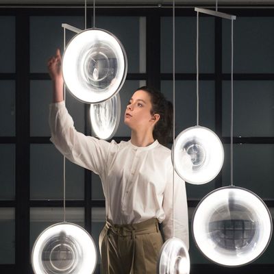 Nordic round pendant light Designer Convex Lens glass pendant lamp living Room Restaurant Suspension Lamp(WH-AP-222)