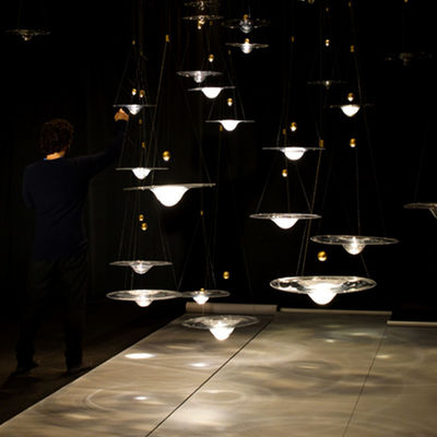 Nordic Creative Halo Glass Pendant Lamp Water Drop Ripples Flying Saucer Hotel Bar Restaurant Pendant Lamp (WH-AP-249)