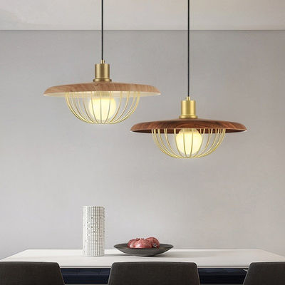 Nordic retro Pendant Lamp Luxury Walnut Wood Grain Wrought-iron Lamp Flying Lights for Restaurant Pendant Lamp(WH-AP-258