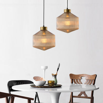 Nordic Simple Luxury Pendant Lights Counter Gustaof Drum Shaped Patterned Glass Pendant Light(WH-AP-296)