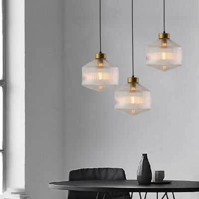 Nordic Simple Luxury Pendant Lights Counter Gustaof Drum Shaped Patterned Glass Pendant Light(WH-AP-296)