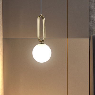 Modern Golden Pendant Lights Bedroom Decor Borgny Oval Ring Frosted Glass Globe Pendant Light(WH-AP-298)