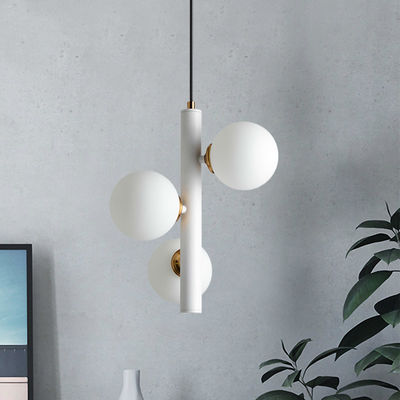 Nordic Metal Pendant Lamp 3 Light Black White Vigdis Contemporary Frosted Sphere Glass Pendant Lamp(WH-AP-300)