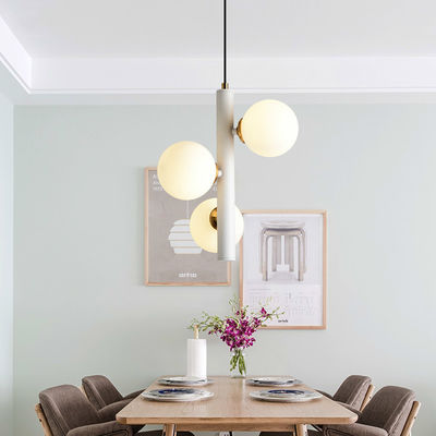 Nordic Metal Pendant Lamp 3 Light Black White Vigdis Contemporary Frosted Sphere Glass Pendant Lamp(WH-AP-300)