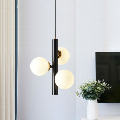 Nordic Metal Pendant Lamp 3 Light Black White Vigdis Contemporary Frosted Sphere Glass Pendant Lamp(WH-AP-300)