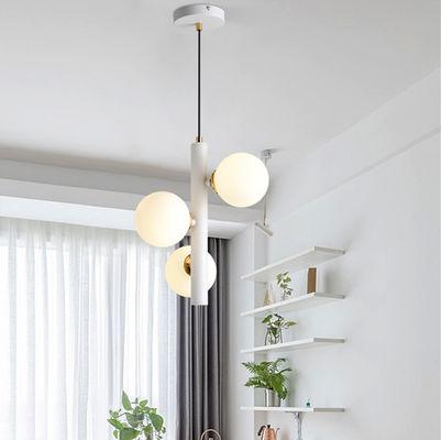 Nordic Metal Pendant Lamp 3 Light Black White Vigdis Contemporary Frosted Sphere Glass Pendant Lamp(WH-AP-300)