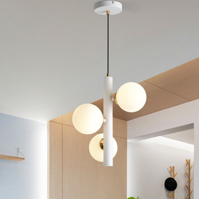 Nordic Metal Pendant Lamp 3 Light Black White Vigdis Contemporary Frosted Sphere Glass Pendant Lamp(WH-AP-300)