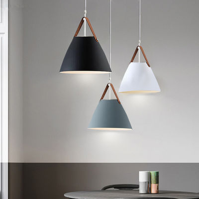 Nordic black pendant light for Living room Von Modern Strapped Metal Cone Shaped Pendant Light(WH-AP-309)