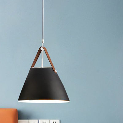 Nordic black pendant light for Living room Von Modern Strapped Metal Cone Shaped Pendant Light(WH-AP-309)