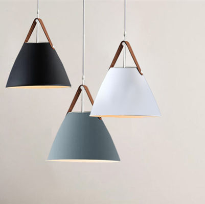 Nordic black pendant light for Living room Von Modern Strapped Metal Cone Shaped Pendant Light(WH-AP-309)