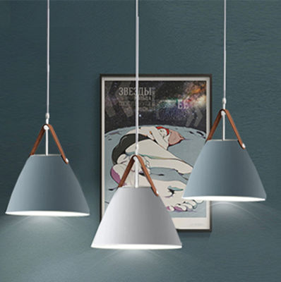 Nordic black pendant light for Living room Von Modern Strapped Metal Cone Shaped Pendant Light(WH-AP-309)