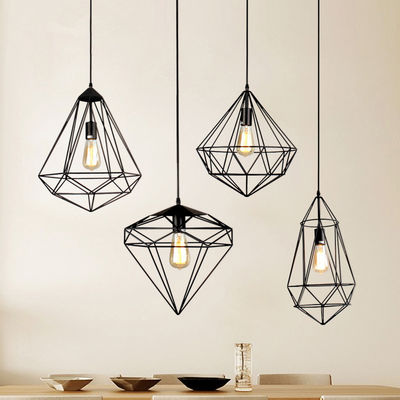 Modern Birdcage Pendant Lamp Creative restaurant Torkel Diamond Like Shaped Caged Pendant Light(WH-AP-311)