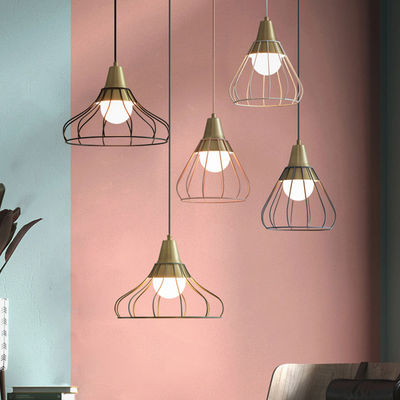 Nordic metal pendant light bar study stairs Svend Scandinavian Modern Chic Caged Pendant Lamp(WH-AP-312)