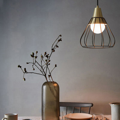 Nordic metal pendant light bar study stairs Svend Scandinavian Modern Chic Caged Pendant Lamp(WH-AP-312)