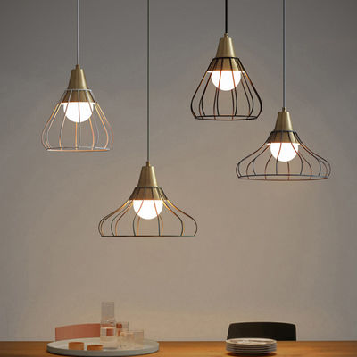 Nordic metal pendant light bar study stairs Svend Scandinavian Modern Chic Caged Pendant Lamp(WH-AP-312)