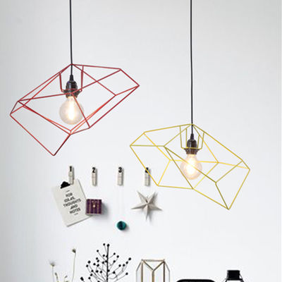 Nordic iron pendant lights bedroom Geometric Tordis Minimalist Eye-Catching Polygon Pendant Light(WH-AP-314)