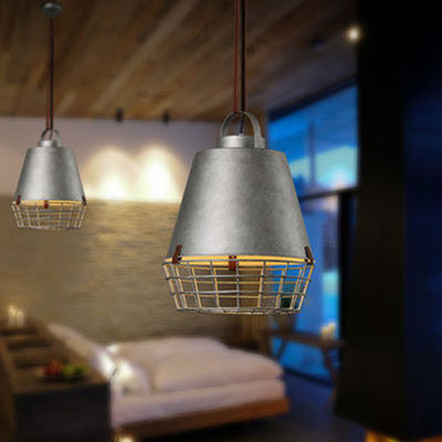 Retro Iron Cage Pendant Lights Living Room Silver barrel Nils Vintage Rustic Caged Metal Pendant Lamp(WH-AP-318)