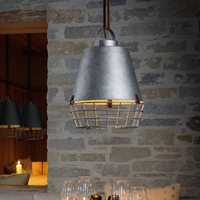 Retro Iron Cage Pendant Lights Living Room Silver barrel Nils Vintage Rustic Caged Metal Pendant Lamp(WH-AP-318)