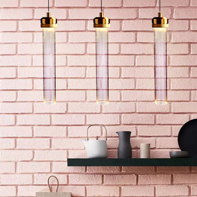 Post-Modern Creative Pendant Lamp Bedroom Bedside Josefa Modern Tube Shaped Long Glass Hanging Lamp(WH-AP-320)