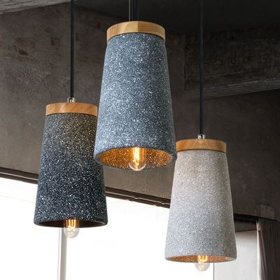 Creative cement Pendant Lights Maarten Unique Cement And Wooden Tall Dome Pendant Light(WH-AP-338)